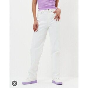 American Eagle Highest Rise Baggy Straight Jeans White New Women’s 4